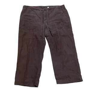 GAP Brown 100% Linen Cropped Pants Women's Large Lagenlook Straight Leg Relaxed